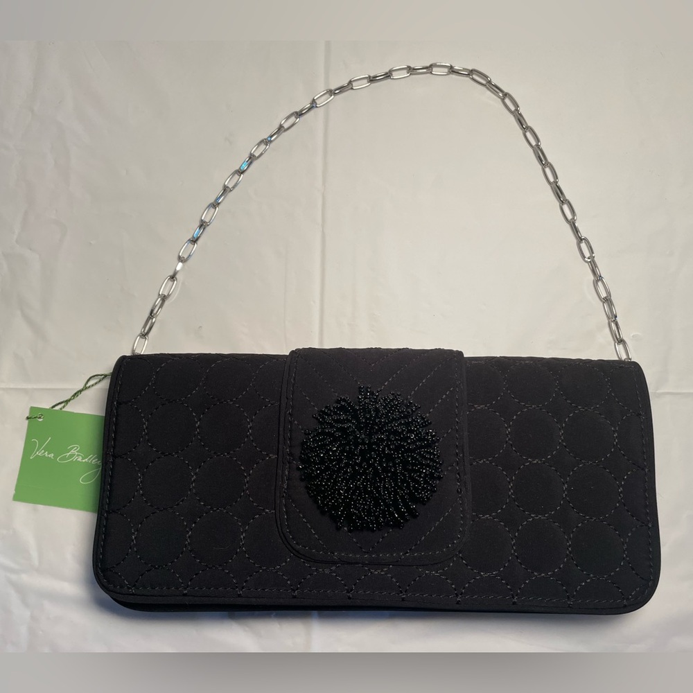 Vera Bradley Dazzle Black Clutch Shoulder Handbag